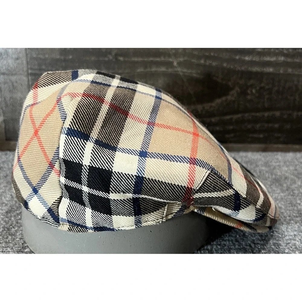 Highlander by Lochcarron Camel Tartan Barnton Flat 100% Wool Cap Scotland XL